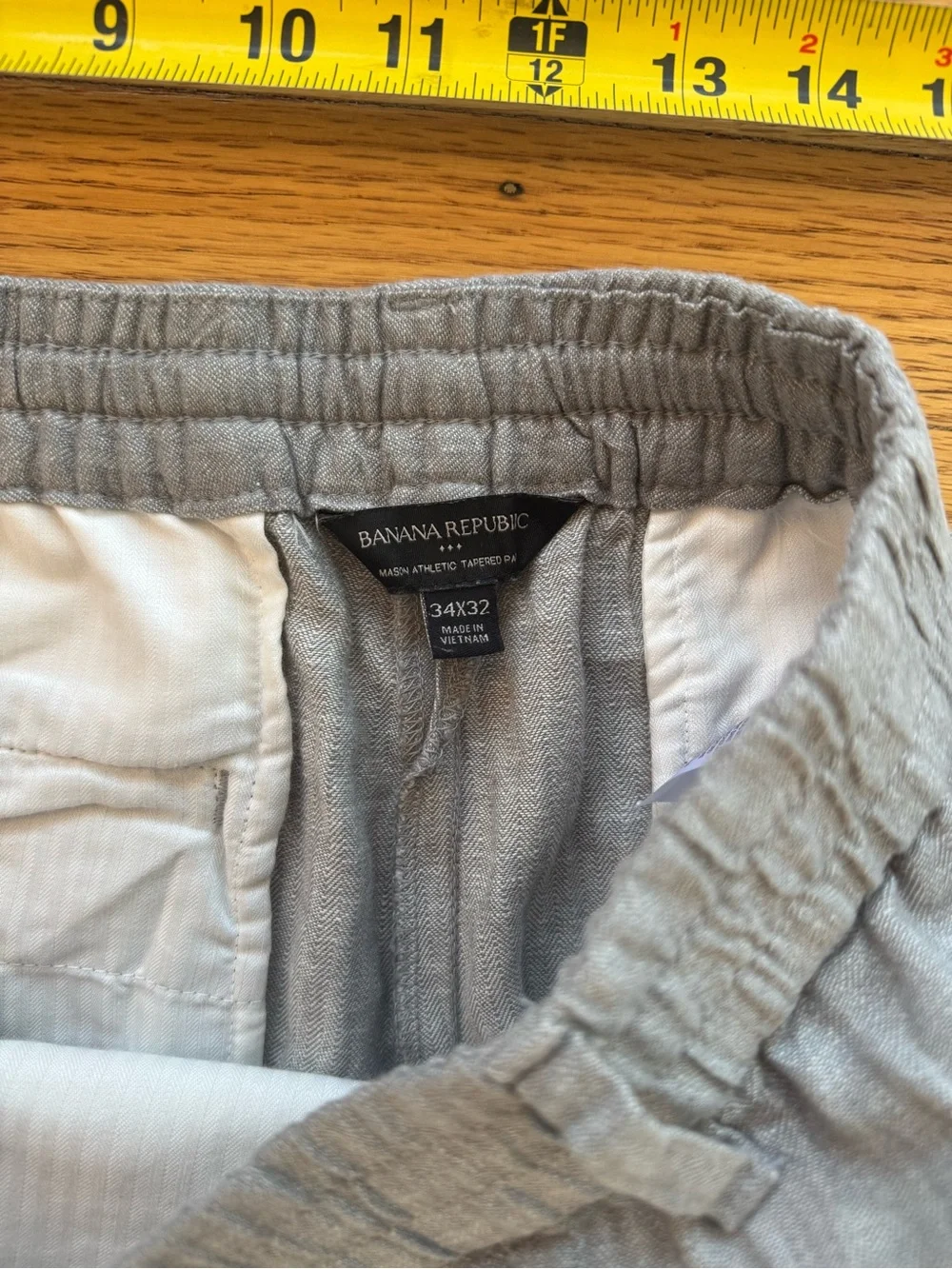 Banana Republic Linen Blend Mason Athletic Pants Mens 34x32 Gray